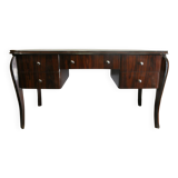 Un grand bureau en palissandre style Art Déco 5 tiroirs et motifs