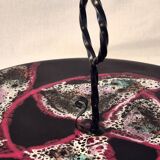 Cheese platter Vallauris glazed ceramic black red A035