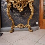 18th century gilded wooden console with 2 legs