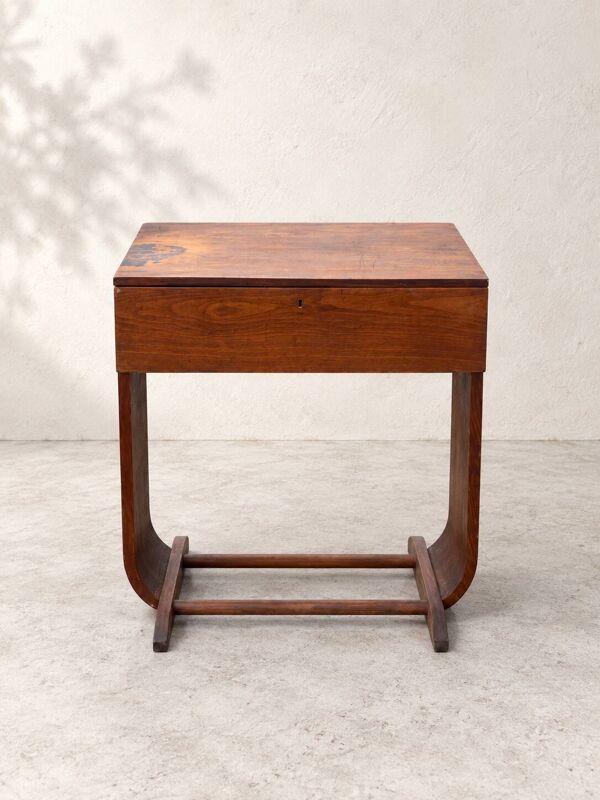 Travailleuse / table à couture vintage en bois – années 1930-40