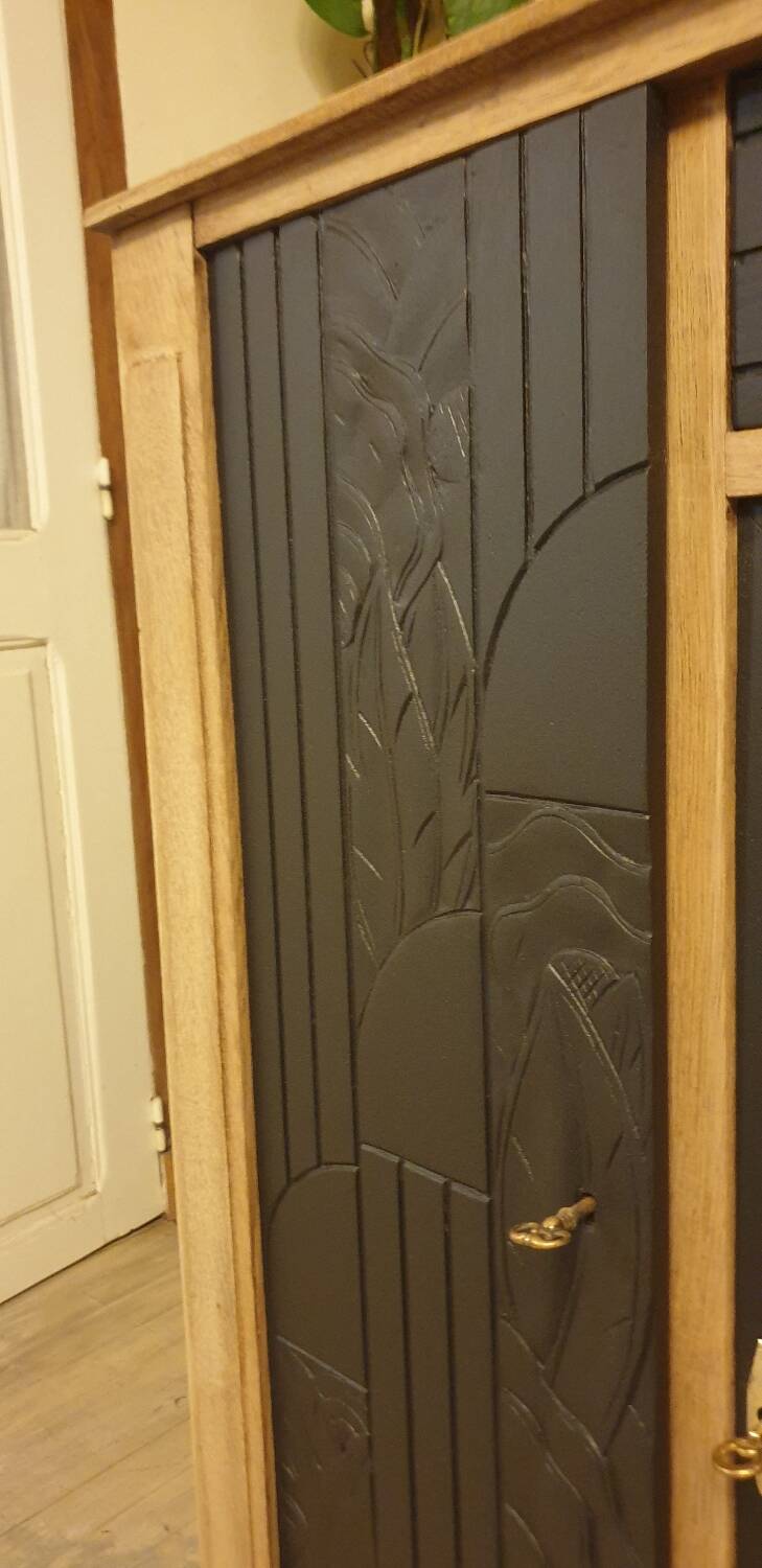 Art deco sideboard in solid oak