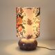 Recycled vintage lamp — handmade plum ceramic and antique floral lampshade