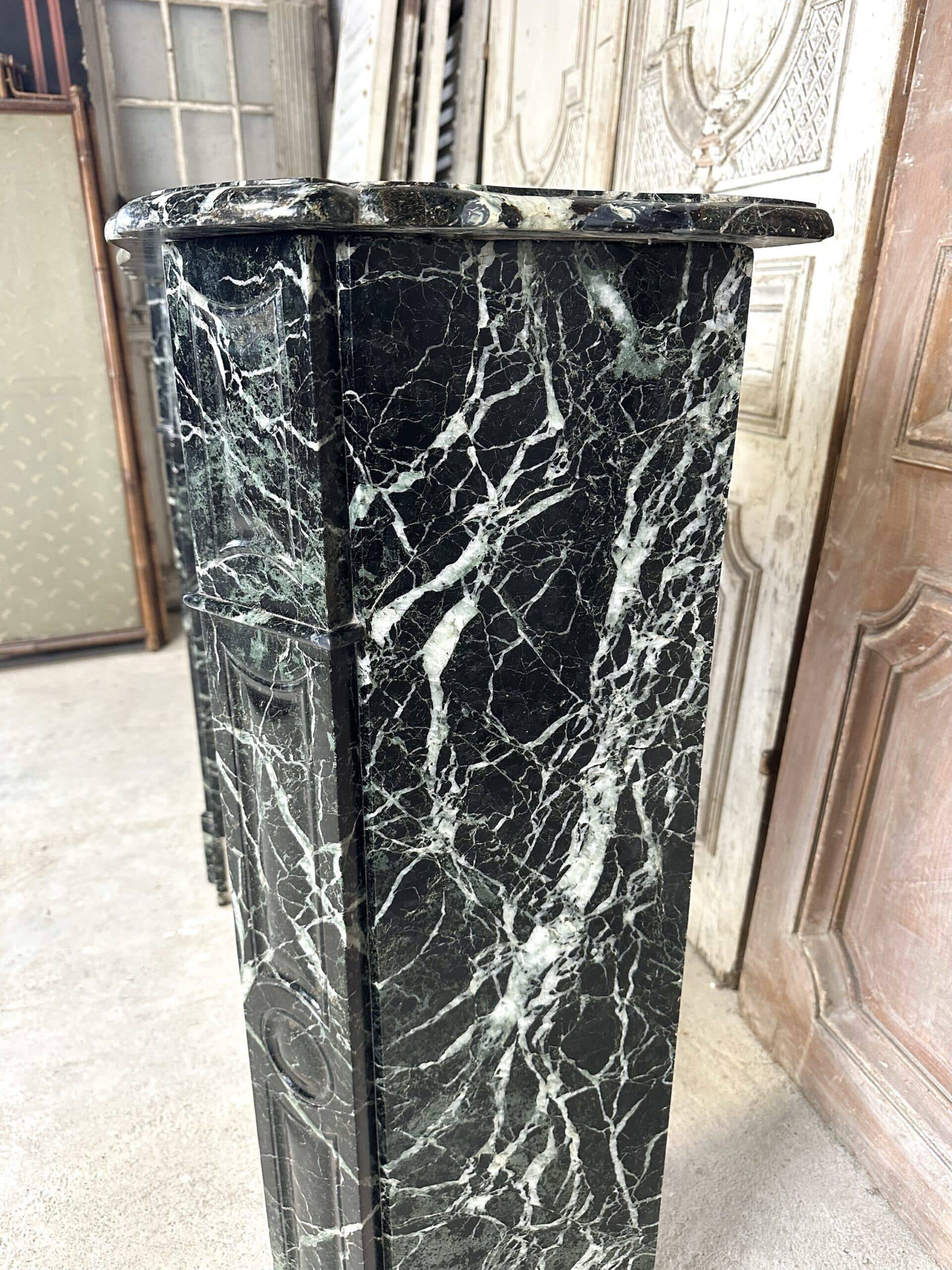 Louis XV style fireplace in green marble, 1900s