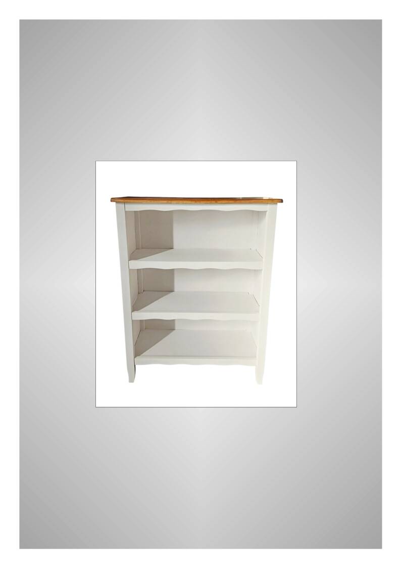 Old white bookshelf and raw wood.