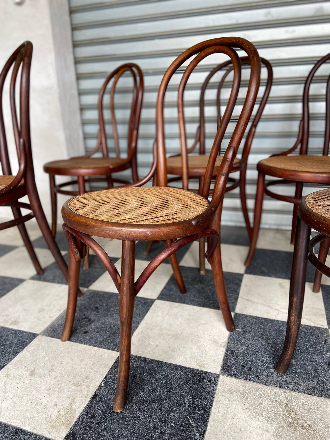 Set of 7 Thonet bistro chairs