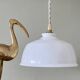 Vintage lampshade pendant light in white opaline
