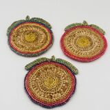 Set of 3 vintage rope trivets