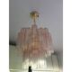 Venini-Style Pink Murano Glass Tronchi Chandelier – Italian Art Lighting