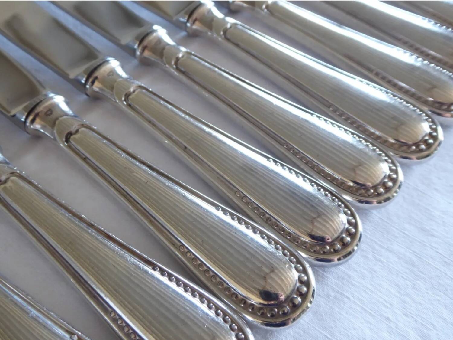 12 sfam dessert knives silver metal 21 cm