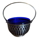 50s sugar bowl in glass and silver metal