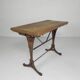Art Deco bistro table with oak top on cast iron base
