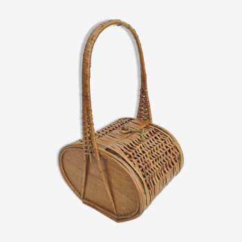 Vintage rattan handbag suitcase from the 60s