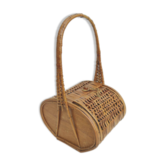 Vintage rattan handbag suitcase from the 60s