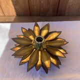 Applique murale fleur metal doré vintage