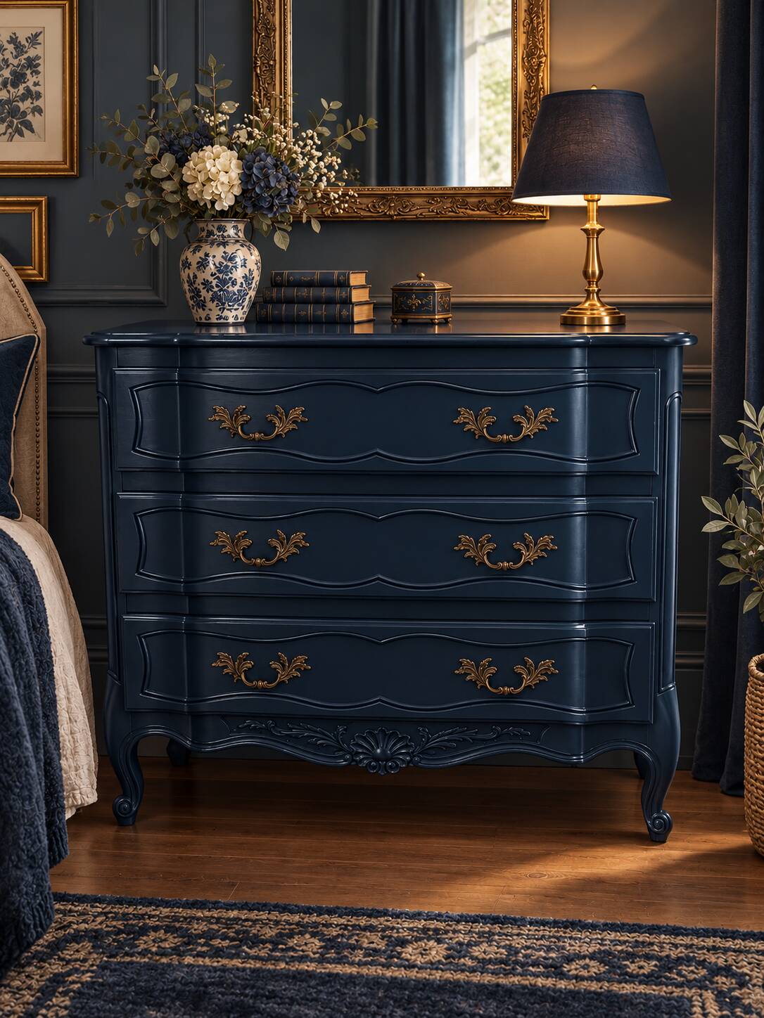 Louis XV style solid wood chest of drawers