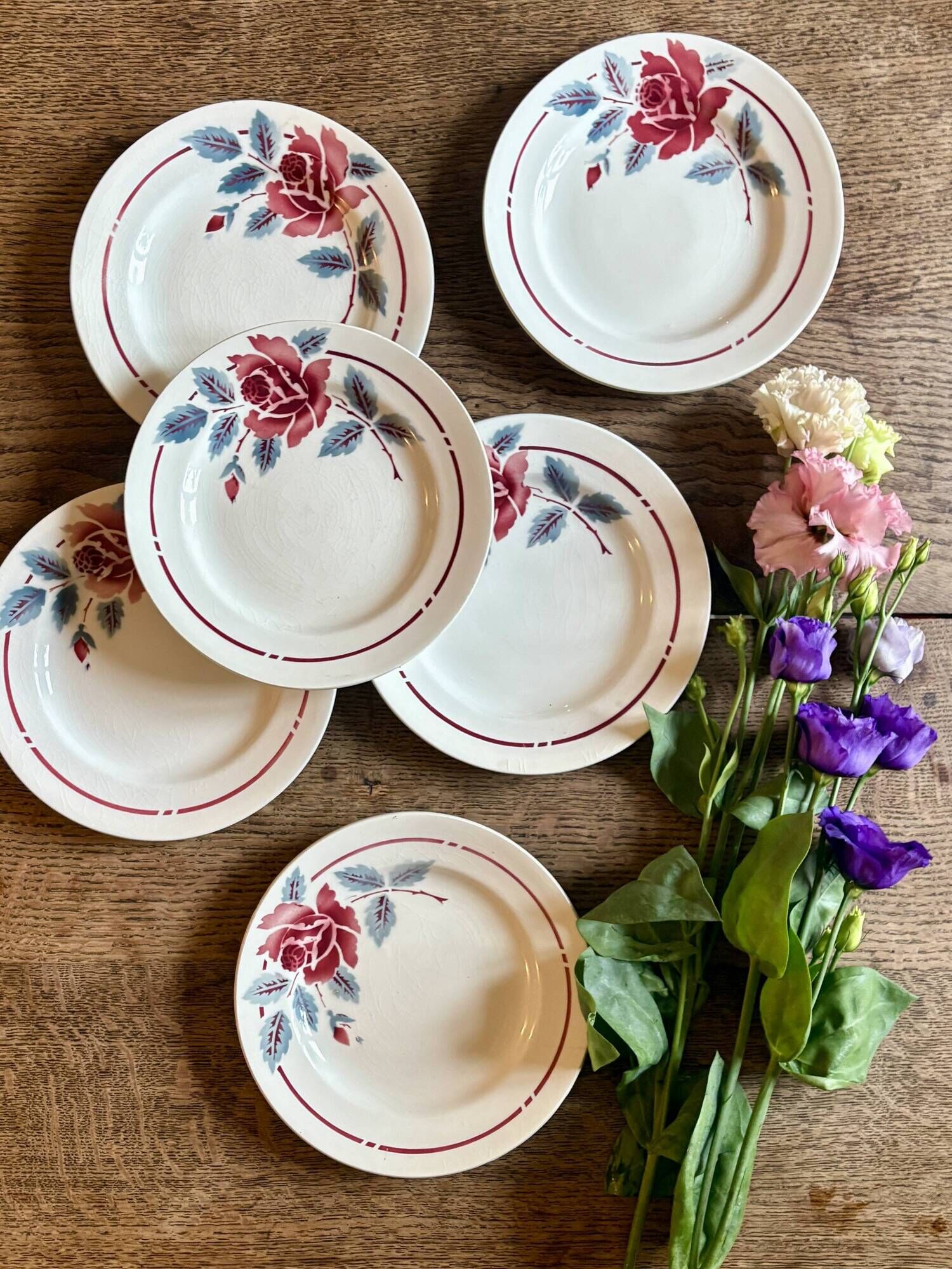 Set of 6 vintage dessert plates Model Nice by Moulin des Loups