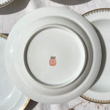 4 assiettes creuses porcelaine blanche doré limoges lafarge & c