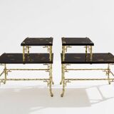 Bamboo bronze lacquered Chinese side tables Maison Baguès 1940