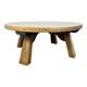Rustic Solid Oak Coffee Table – Round Brutalist Style – Vintage European De