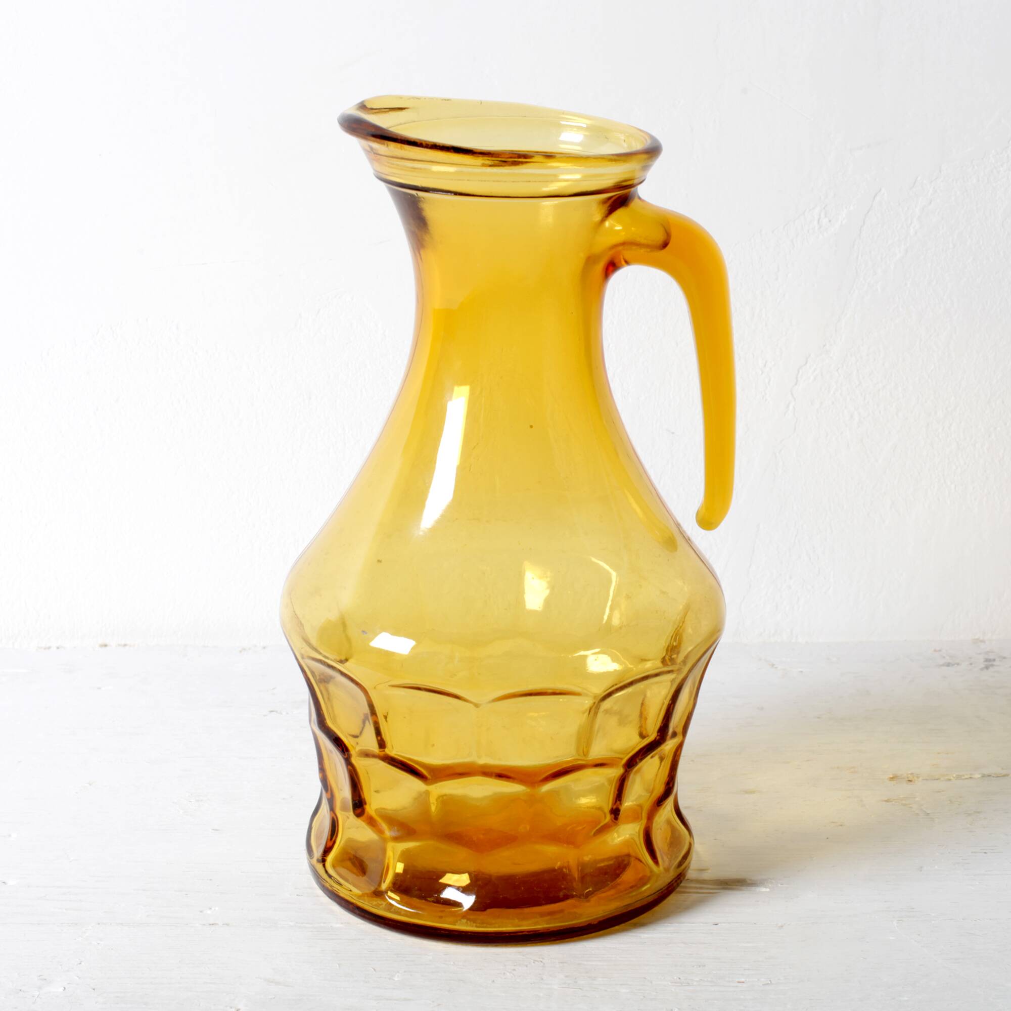 Rare Vintage Designer Italian Amber Glass Pitcher / Mid-century Jug / Italy