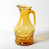 Rare Vintage Designer Italian Amber Glass Pitcher / Mid-century Jug / Italy