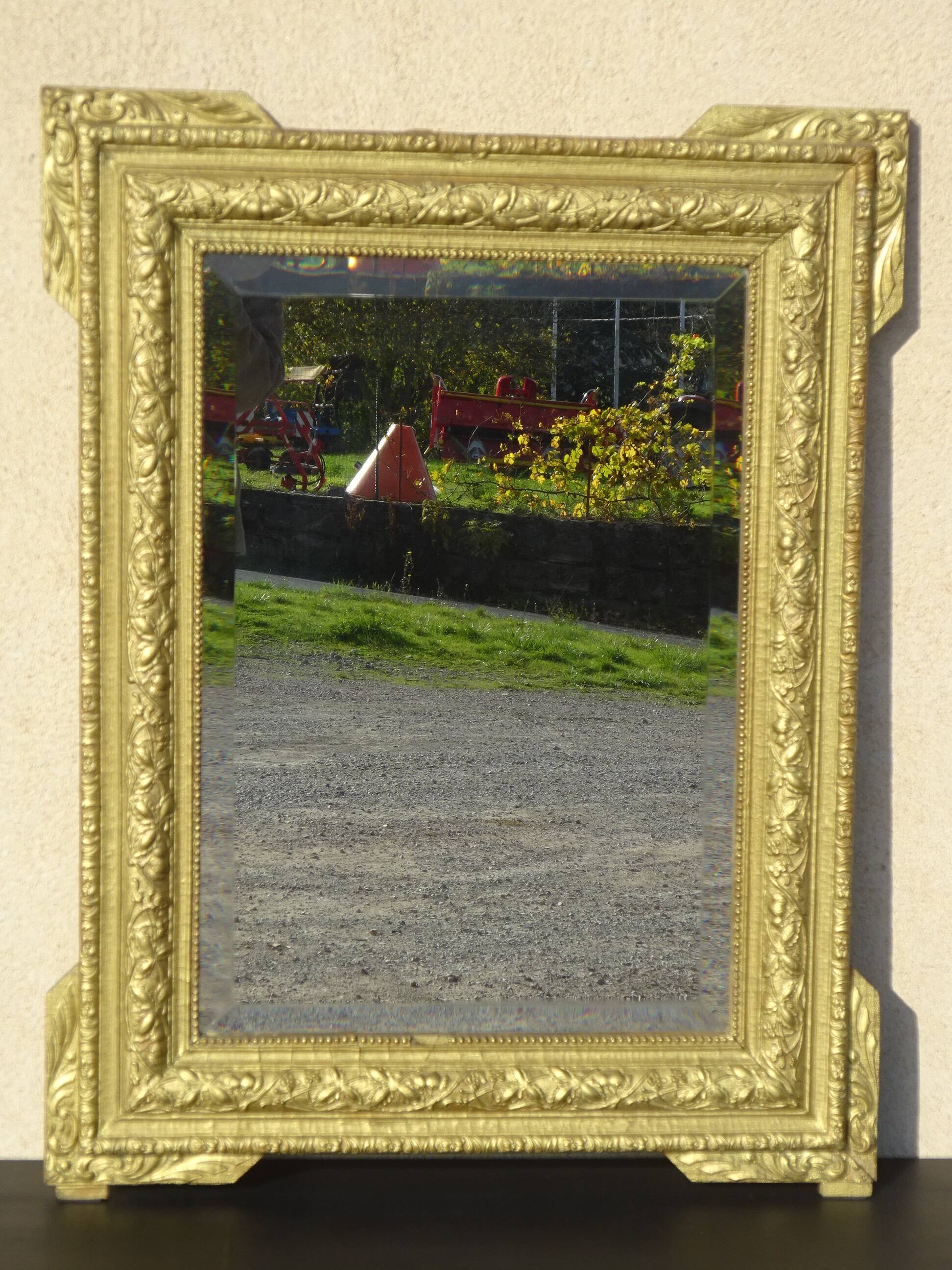 Antique wooden mirror with gilded stucco 65x83cm