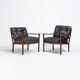 Mid Century Rosewood Armchairs in Leather, Danish Design 1950s