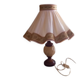Grande lampe à poser albâtre et bois