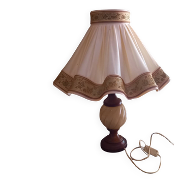 Large alabaster and wood table lamp