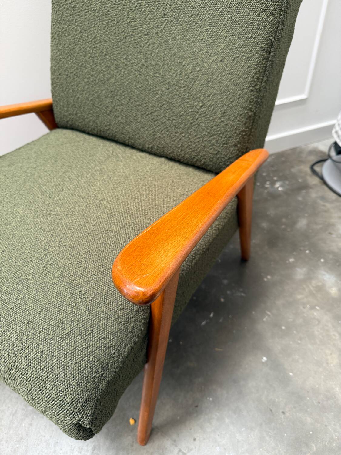 Scandinavian khaki armchair