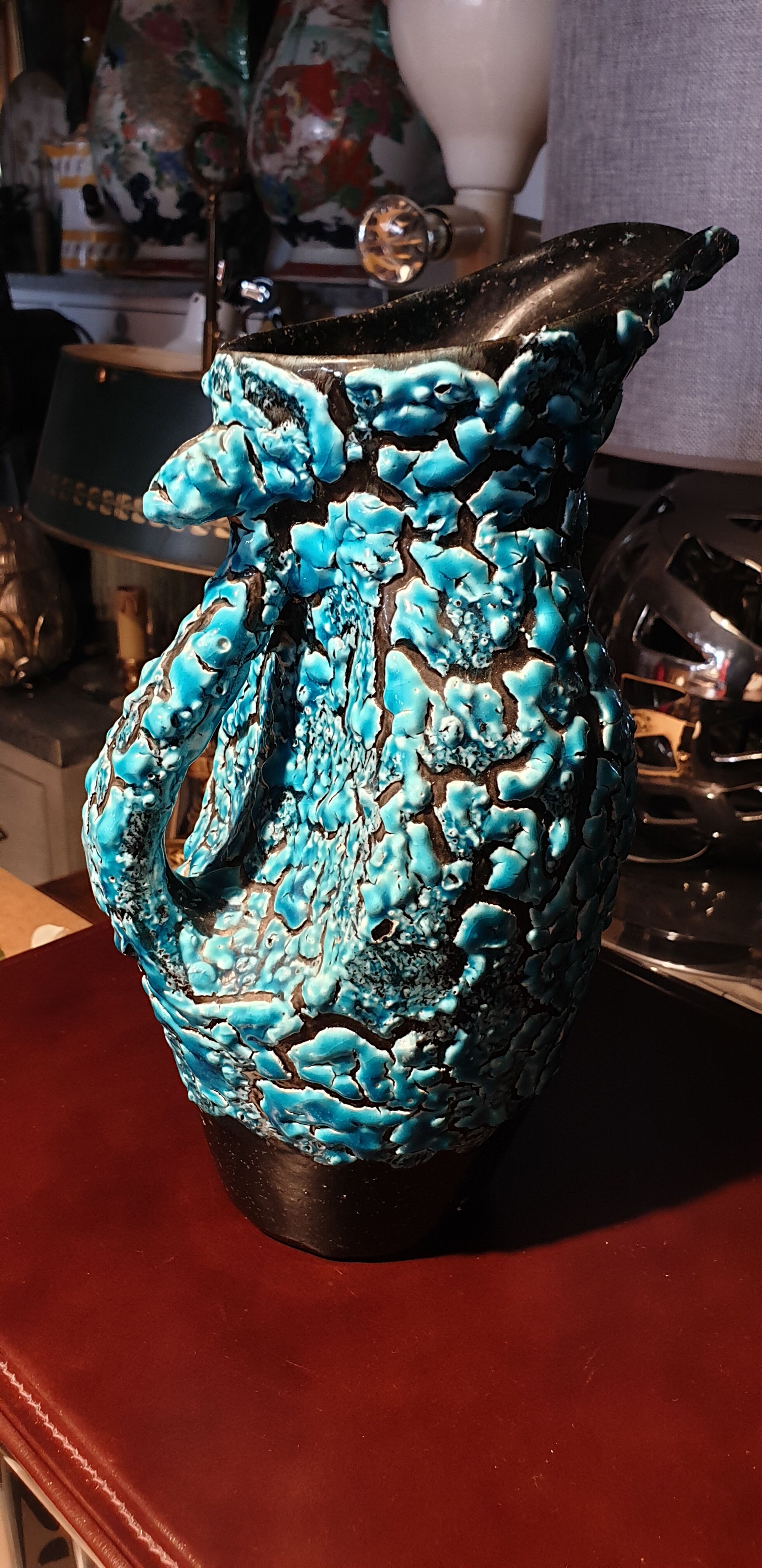 Turquoise blue vintage pitcher