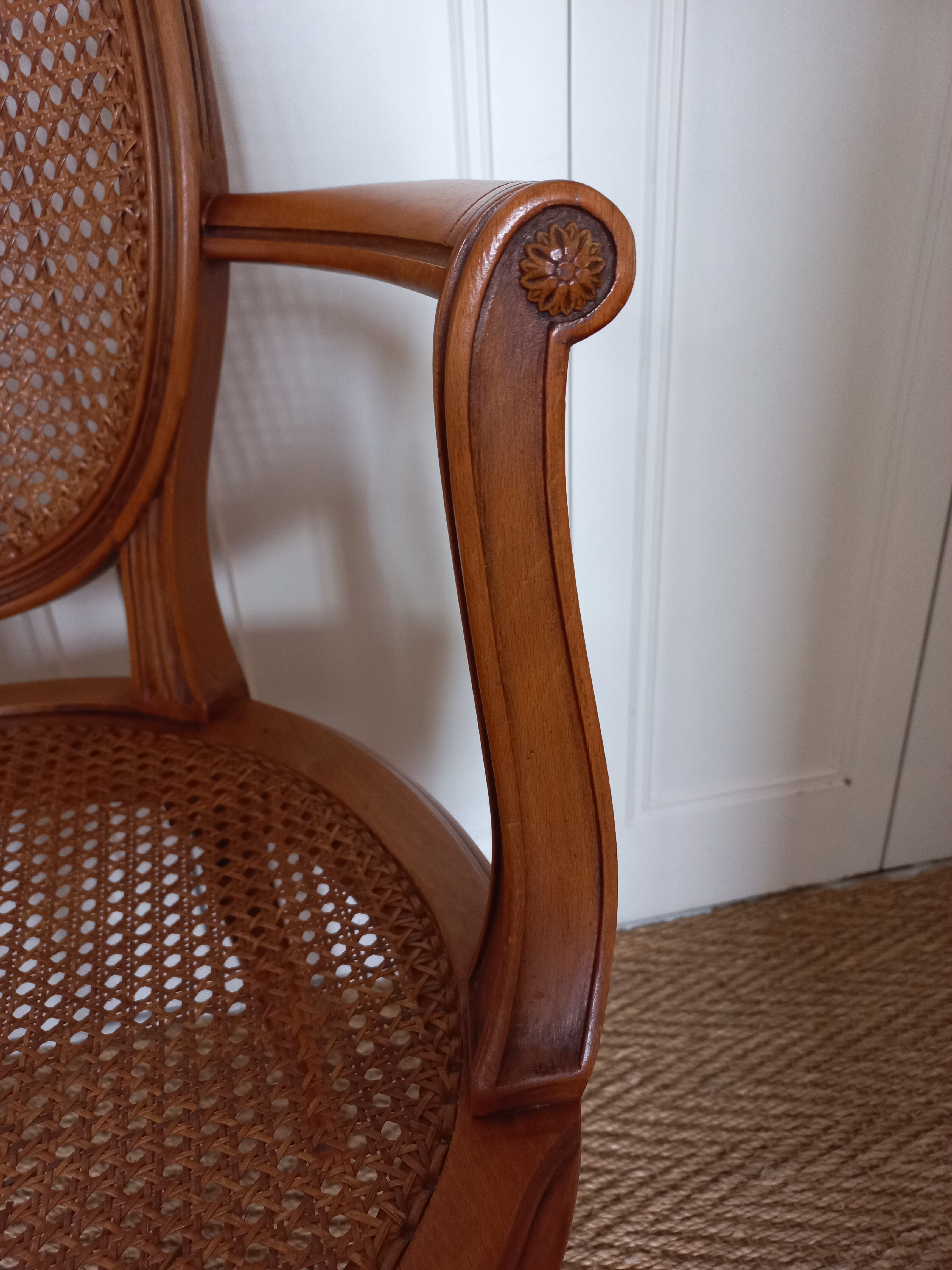 Canned medallion armchair in Louis XVI style
