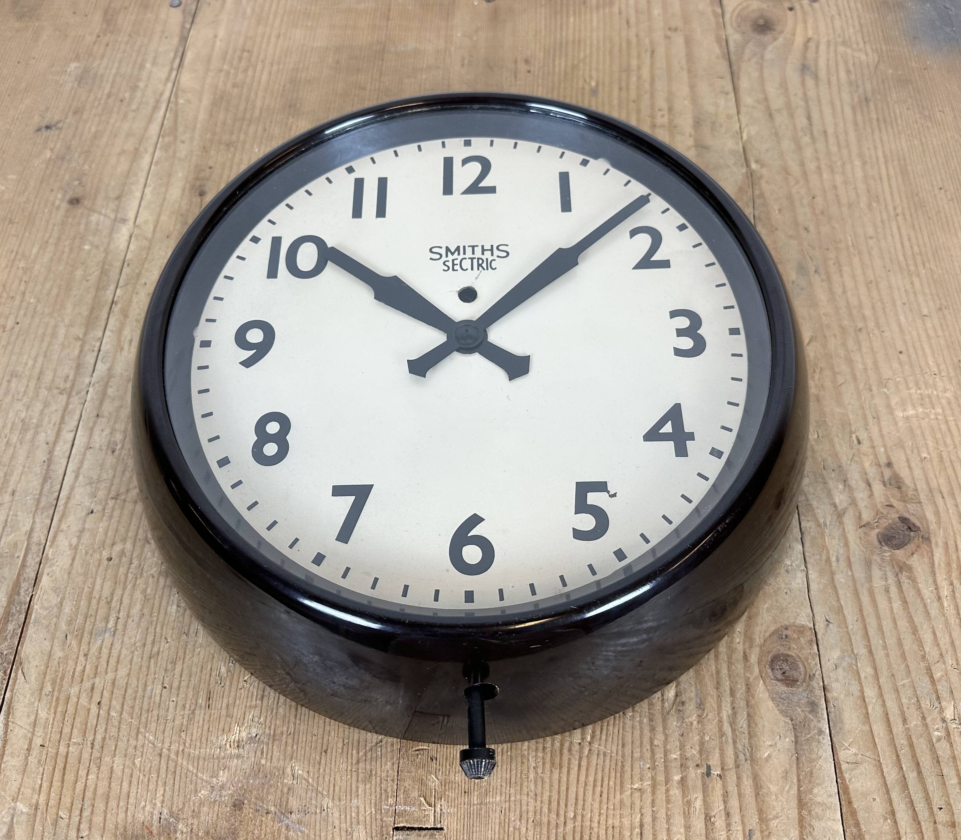 Vintage brown bakelite electric wall clock from smiths sectric, 1950s