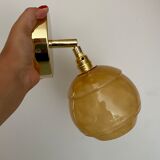 Vintage globe wall light in yellow Clichy glass