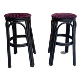 Pair of black rattan stool