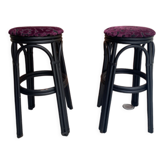 Pair of black rattan stool