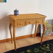 Rattan console desk with curved legs, 1970s