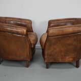 Vintage Dutch cognac coloured leather club chair, set of 2