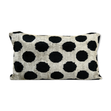 Black ikat velvet pillow cover