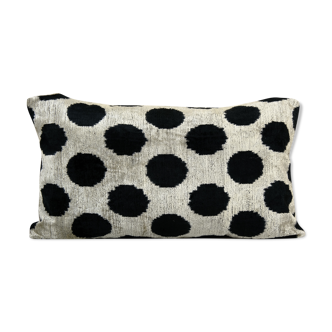 Black ikat velvet pillow cover