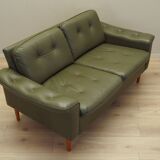 Canapé danois en cuir vert, années 1970