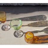 4 old enamelled liqueur glasses