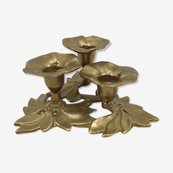 Candle holder shapes brass flowers 3 fires