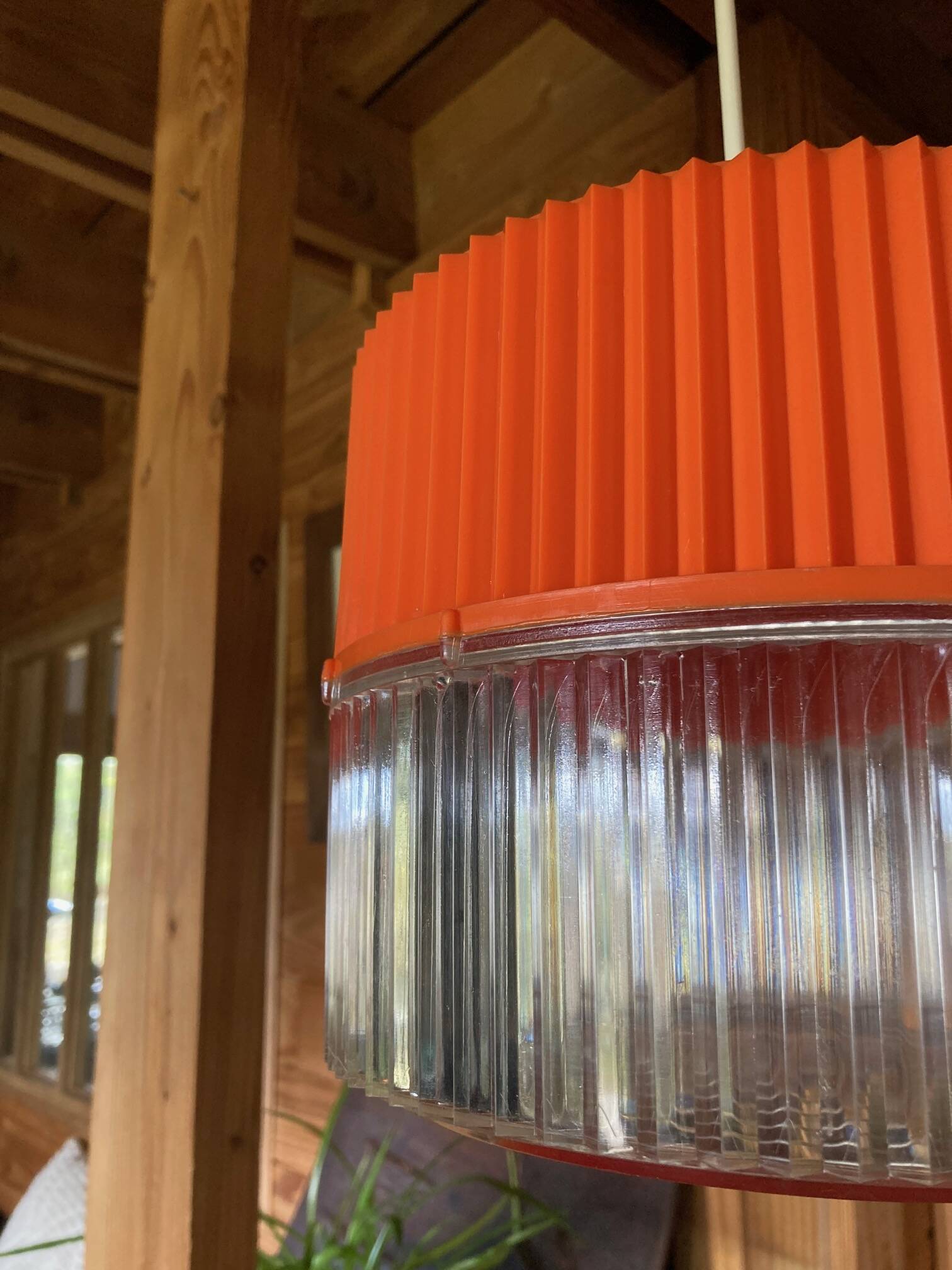 Vintage orange and transparent plastic pendant light