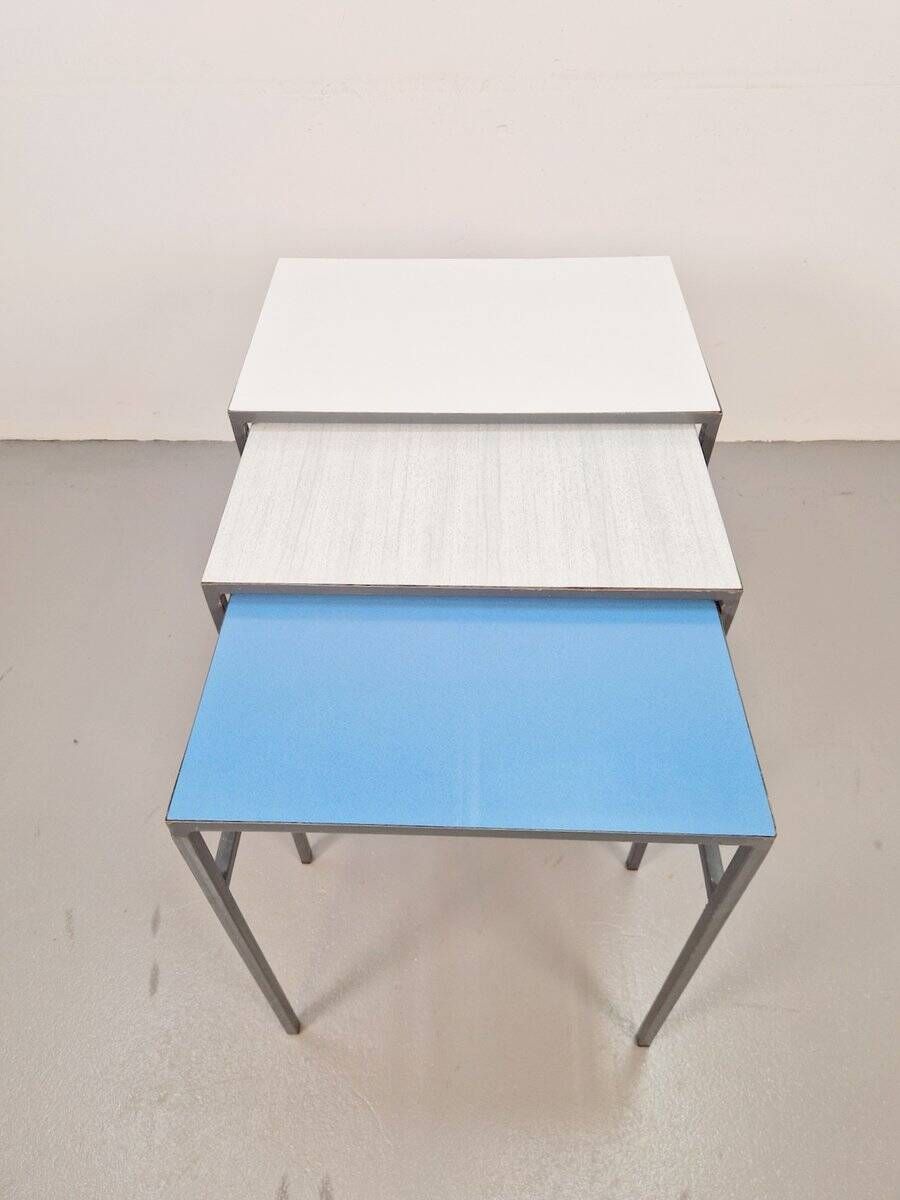 Vintage Mimi Nesting Tables in Metal and Teak by Formica, 1960s, Set of 3