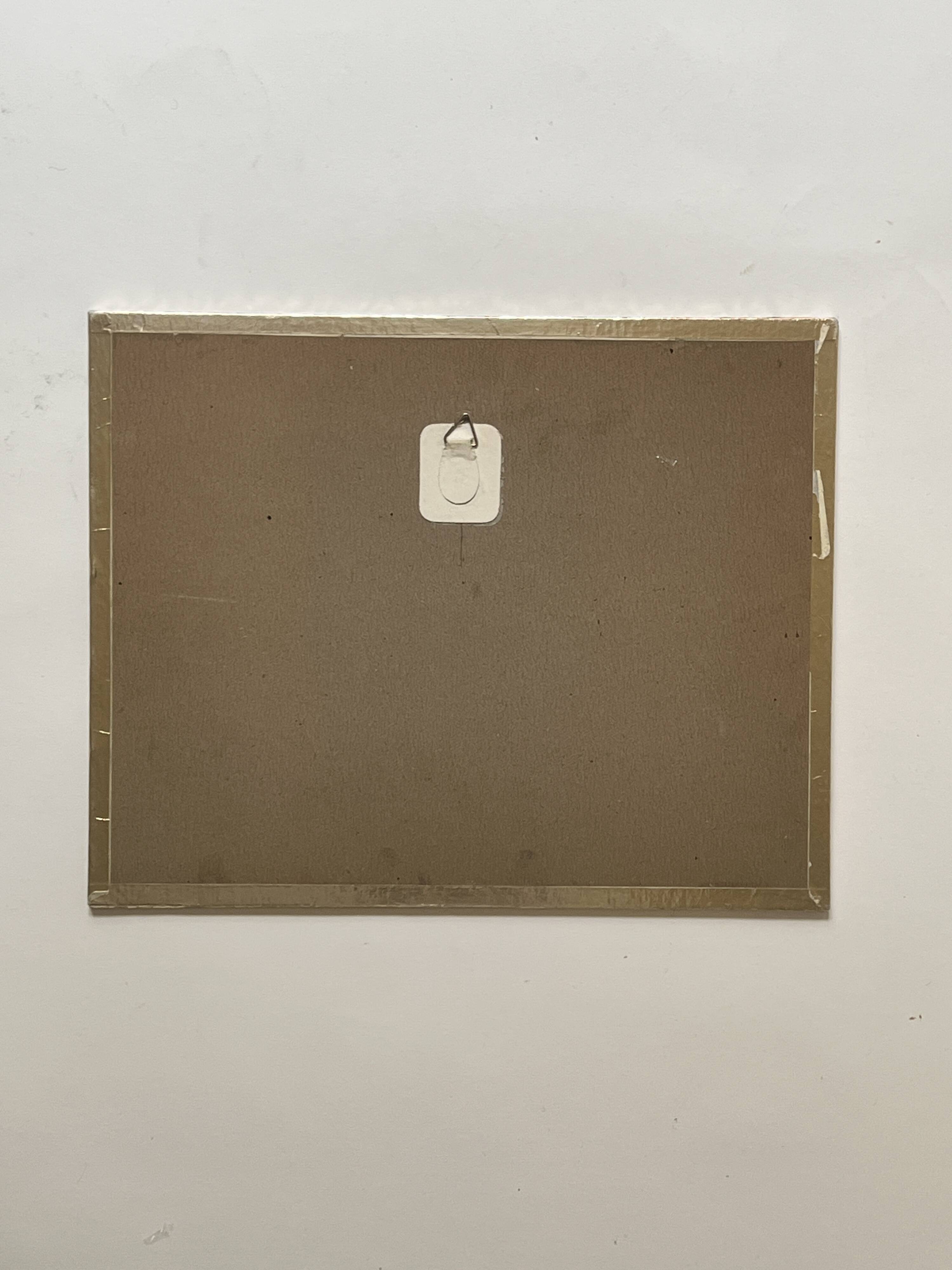 Vintage pastel cubist still life painting under glass and signed from 1967.