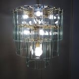 Large chandelier, 46 hanging beveled glass plates