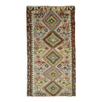 Kilims turcs vintage authentiques et tapis tissés à la main – Pièces de décoration intérieure uniques 155 x 296 cm