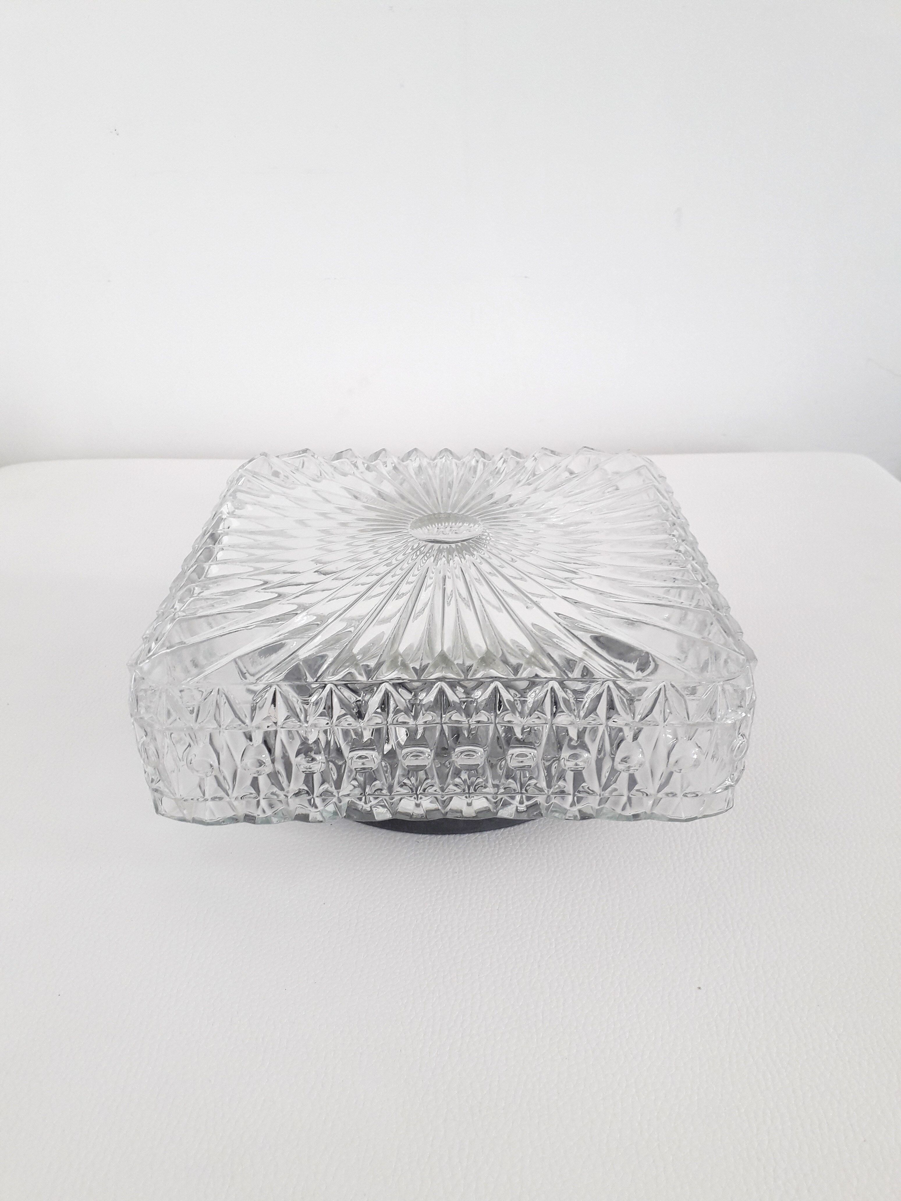 Vintage ceiling lamp / wall lamp - Molded glass - square - 1960