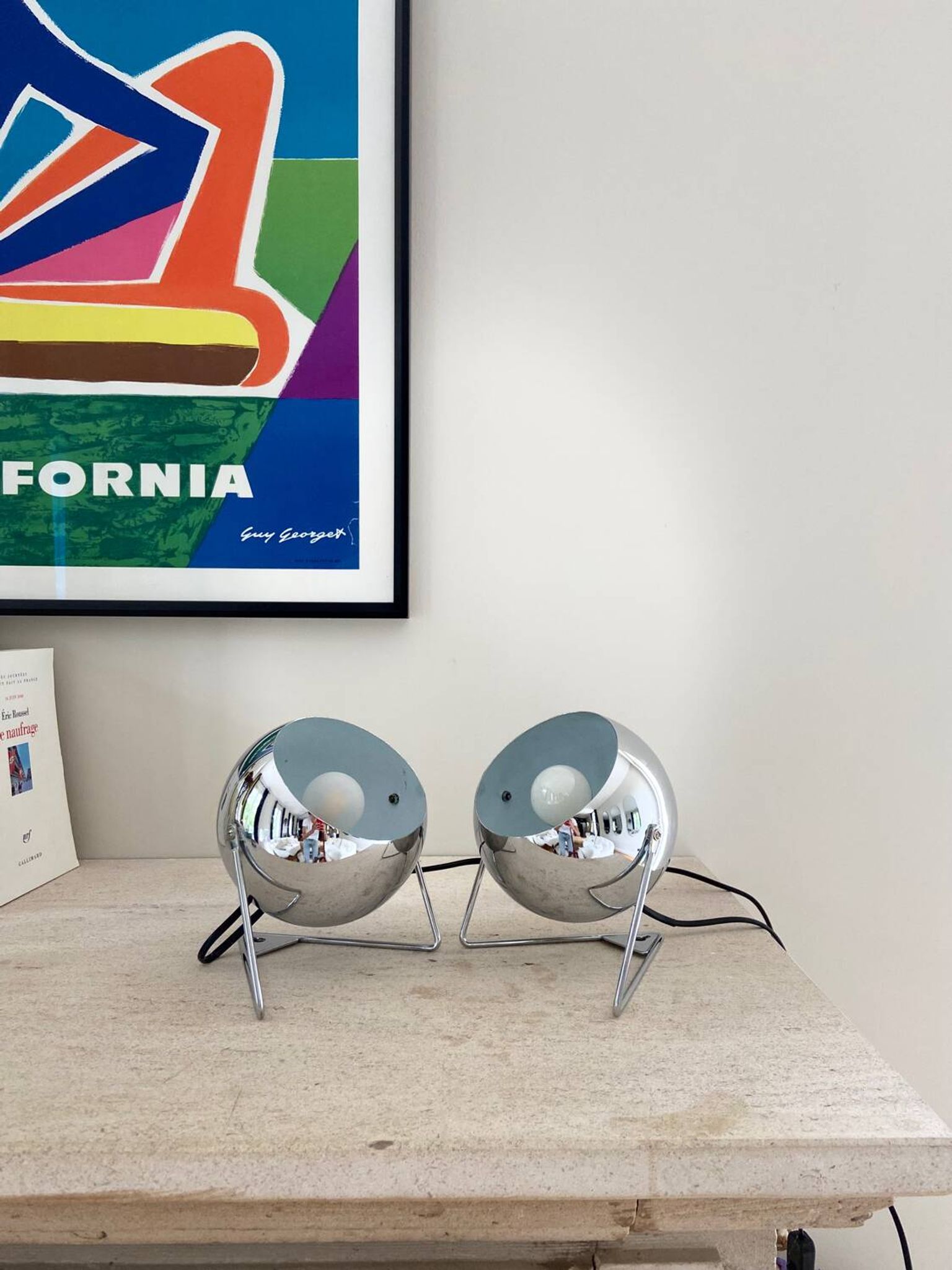 Paire de lampes esprit « Eye-ball » en métal